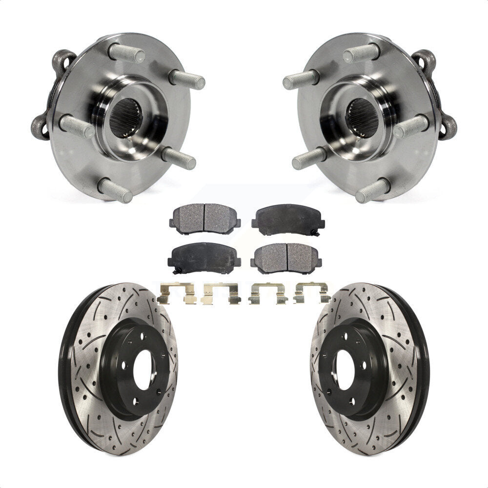 Hub Bearing Coated Drill Slot Brake Rotor Pad Front Kit For 2013-2015 Mazda CX-5