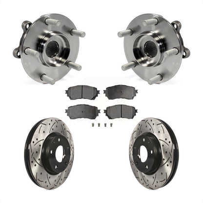 Hub Bearing Assembly Coated Drilled Slot Brake Rotor & Pad Front Kit For Mazda 6