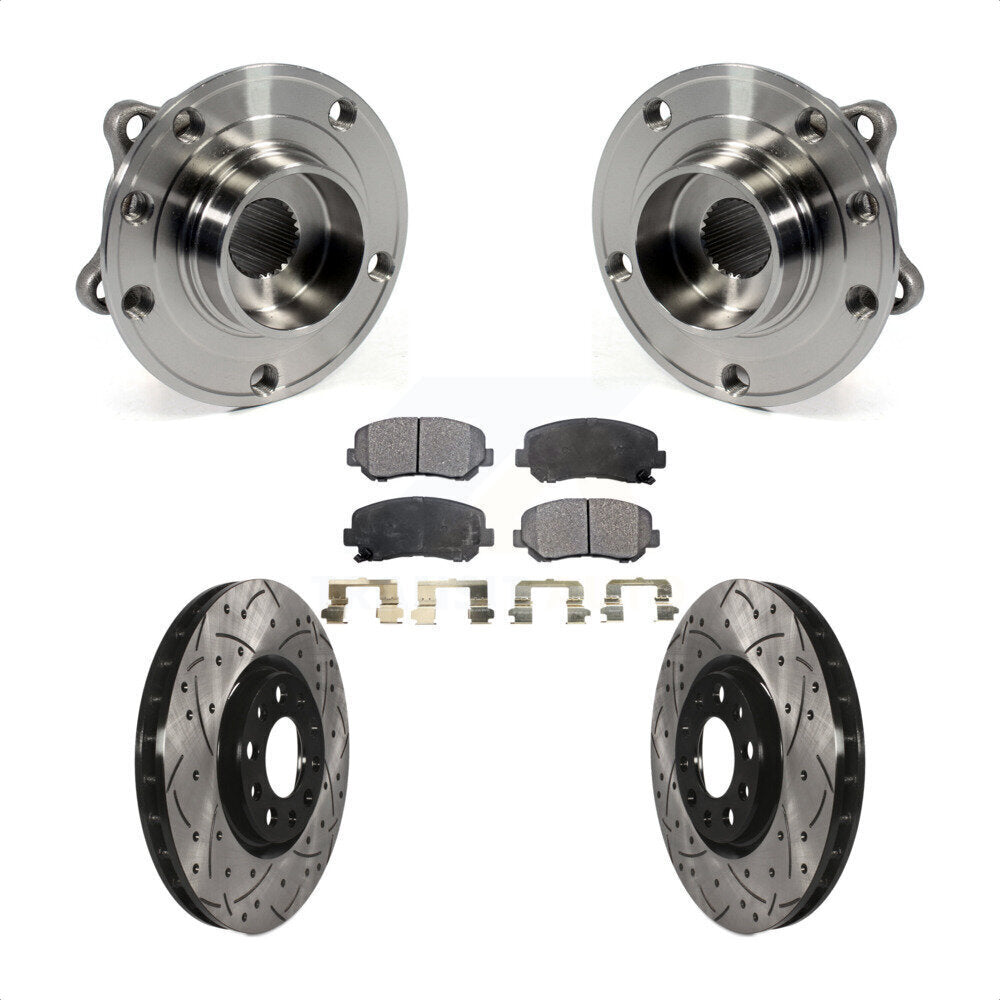 Hub Bearing Drilled Slot Brake Rotor & Pad Front Kit For Chrysler 200 Dodge Dart