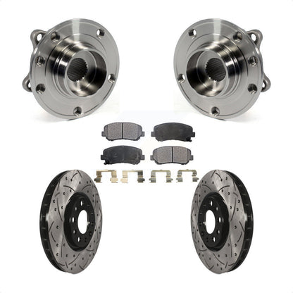 Hub Bearing Drilled Slot Brake Rotor & Pad Front Kit For Chrysler 200 Dodge Dart