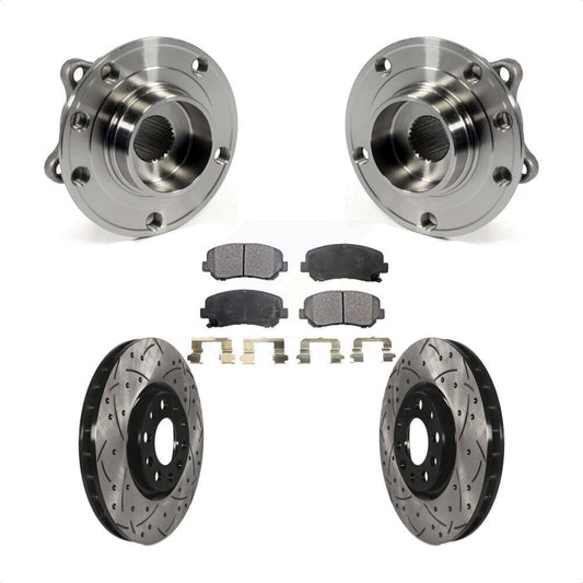 Hub Bearing Drilled Slot Brake Rotor & Pad Front Kit For Chrysler 200 Dodge Dart