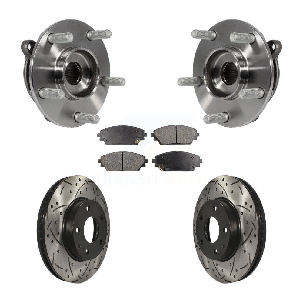 Hub Bearing Assembly Drill Slot Brake Rotor Pad Front Kit For Mazda 3 CX-3 Sport