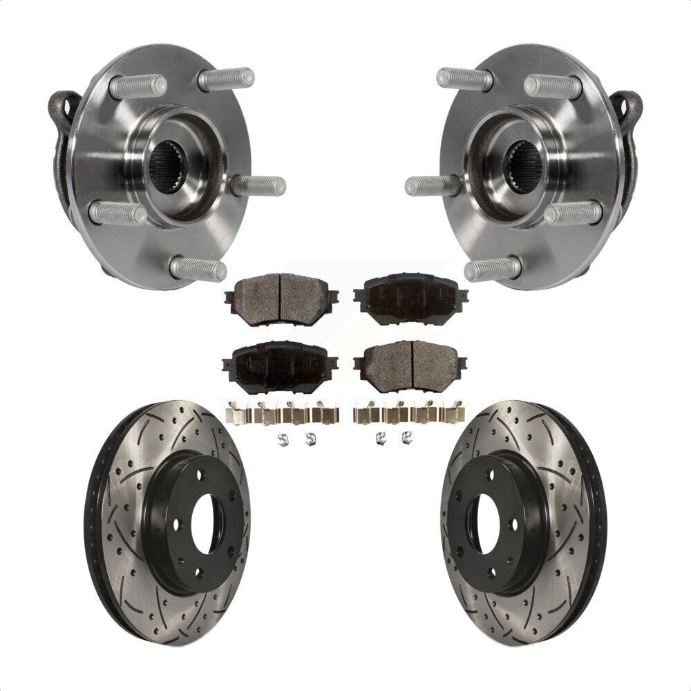 Hub Bearing Assembly Coat Drill Slot Brake Rotor Pad Front Kit For Mazda 3 Sport
