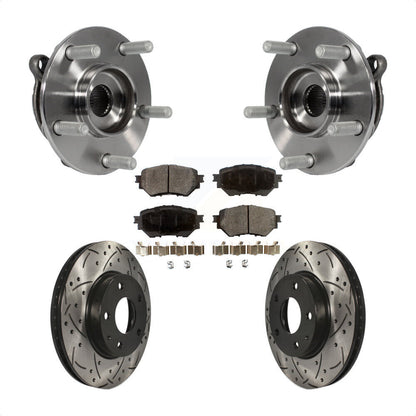 Hub Bearing Assembly Coat Drill Slot Brake Rotor Pad Front Kit For Mazda 3 Sport