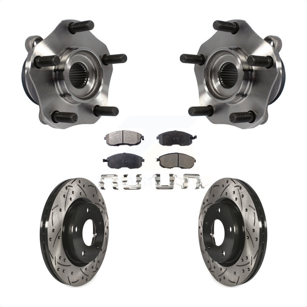 Hub Bearing Assembly Coat Drill Slot Brake Rotor Pad Front Kit For Nissan Sentra