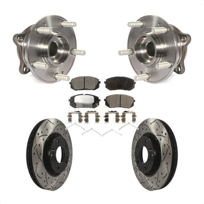 Hub Bearing Assembly Drilled Slot Brake Rotor & Pad Front Kit For Hyundai Sonata