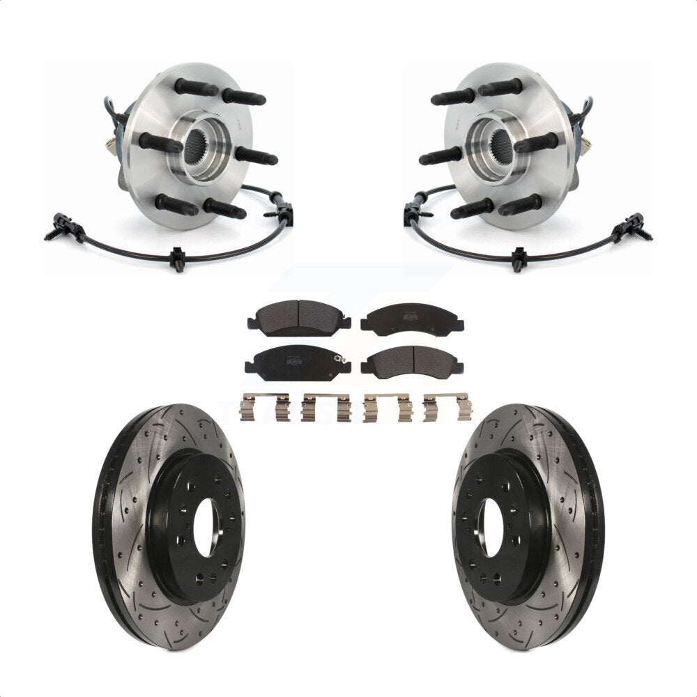 Hub Bearing Drilled Slot Brake Rotor & Pad Front Kit For Chevrolet GMC Silverado
