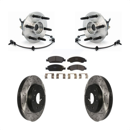 Hub Bearing Drilled Slot Brake Rotor & Pad Front Kit For Chevrolet GMC Silverado