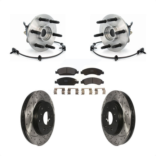 Hub Bearing Drilled Slot Brake Rotor & Pad Front Kit For Chevrolet GMC Silverado
