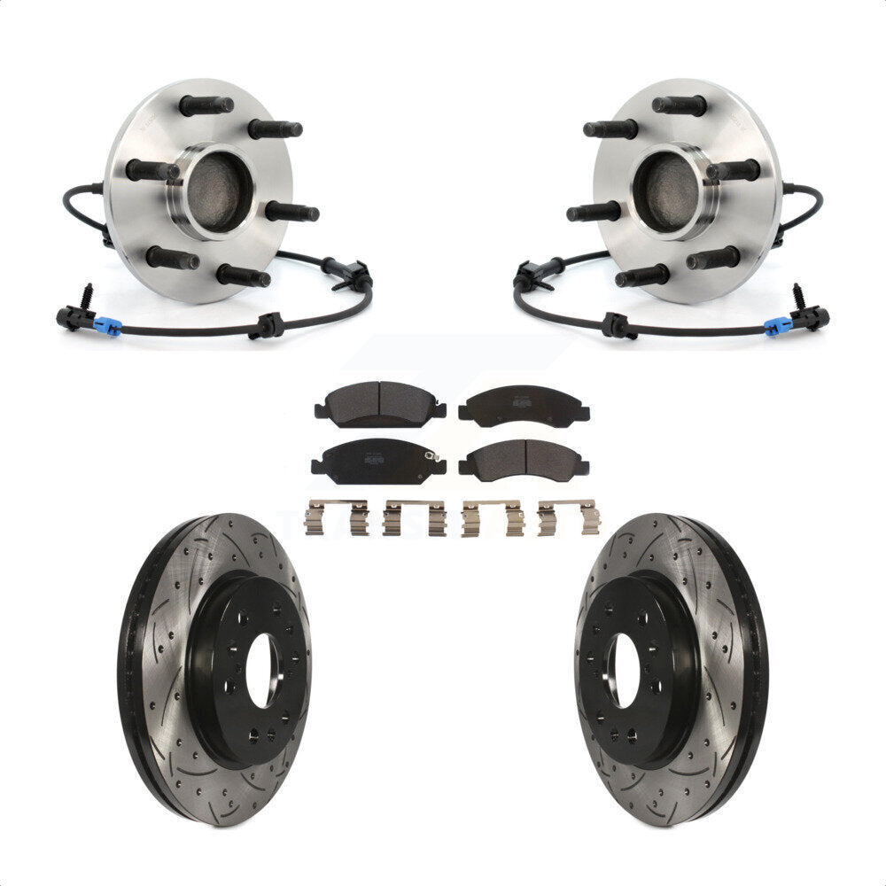 Hub Bearing Drilled Slot Brake Rotor & Pad Front Kit For Chevrolet GMC Silverado