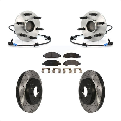 Hub Bearing Drilled Slot Brake Rotor & Pad Front Kit For Chevrolet GMC Silverado