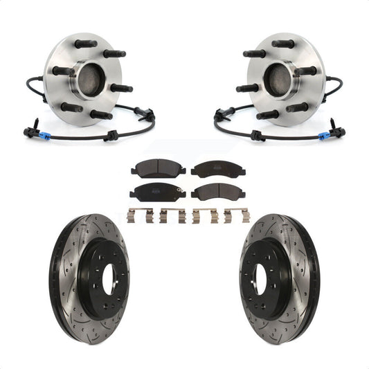 Hub Bearing Drilled Slot Brake Rotor & Pad Front Kit For Chevrolet GMC Silverado