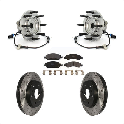 Hub Bearing Drilled Slot Brake Rotor & Pad Front Kit For Chevrolet GMC Silverado