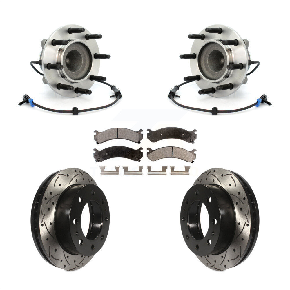 Hub Bearing Drill Slot Brake Rotor Pads Front Kit For Chevrolet GMC Express 2500