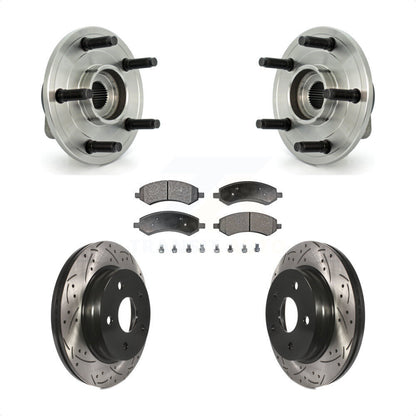 Hub Bearing Assembly Drilled Slot Brake Rotor & Pad Front Kit For Dodge Ram 1500
