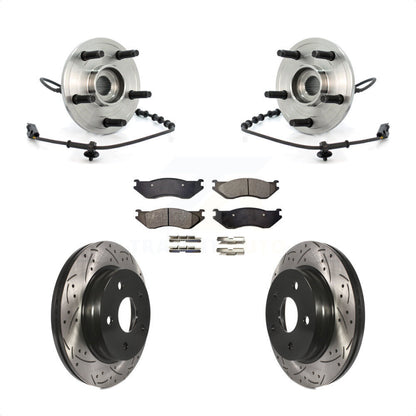 Hub Bearing Assembly Drilled Slot Brake Rotor & Pad Front Kit For Dodge Ram 1500
