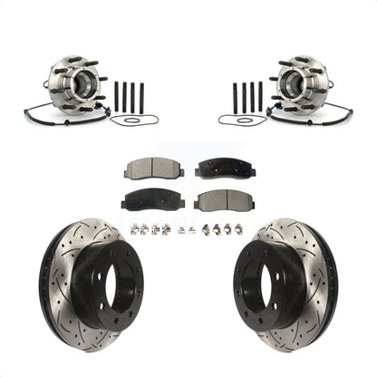 Hub Bearing Drill Slot Brake Rotor Pad Front Kit For Ford F-250 Super Duty F-350