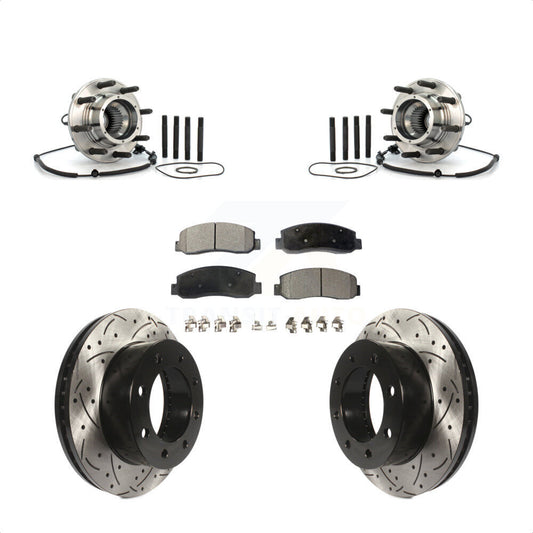 Hub Bearing Drill Slot Brake Rotor Pad Front Kit For Ford F-250 Super Duty F-350