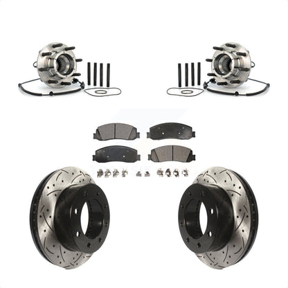 Hub Bearing Drilled Slot Brake Rotor Pad Front Kit For Ford F-350 Super Duty 4WD