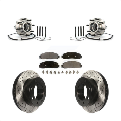 Hub Bearing Drilled Slot Brake Rotor Pad Front Kit For Ford F-250 Super Duty 4WD