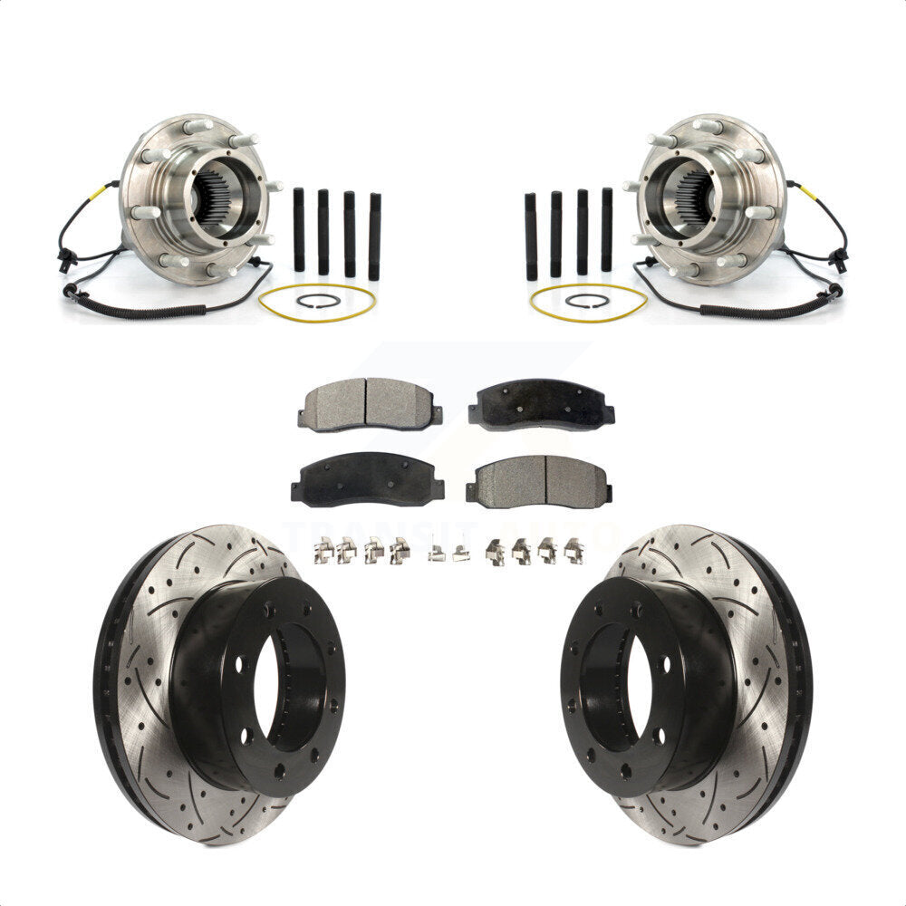 Hub Bearing Coat Drill Slot Brake Rotor Pads Front Kit For Ford F-250 Super Duty