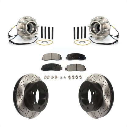 Hub Bearing Coat Drill Slot Brake Rotor Pads Front Kit For Ford F-250 Super Duty
