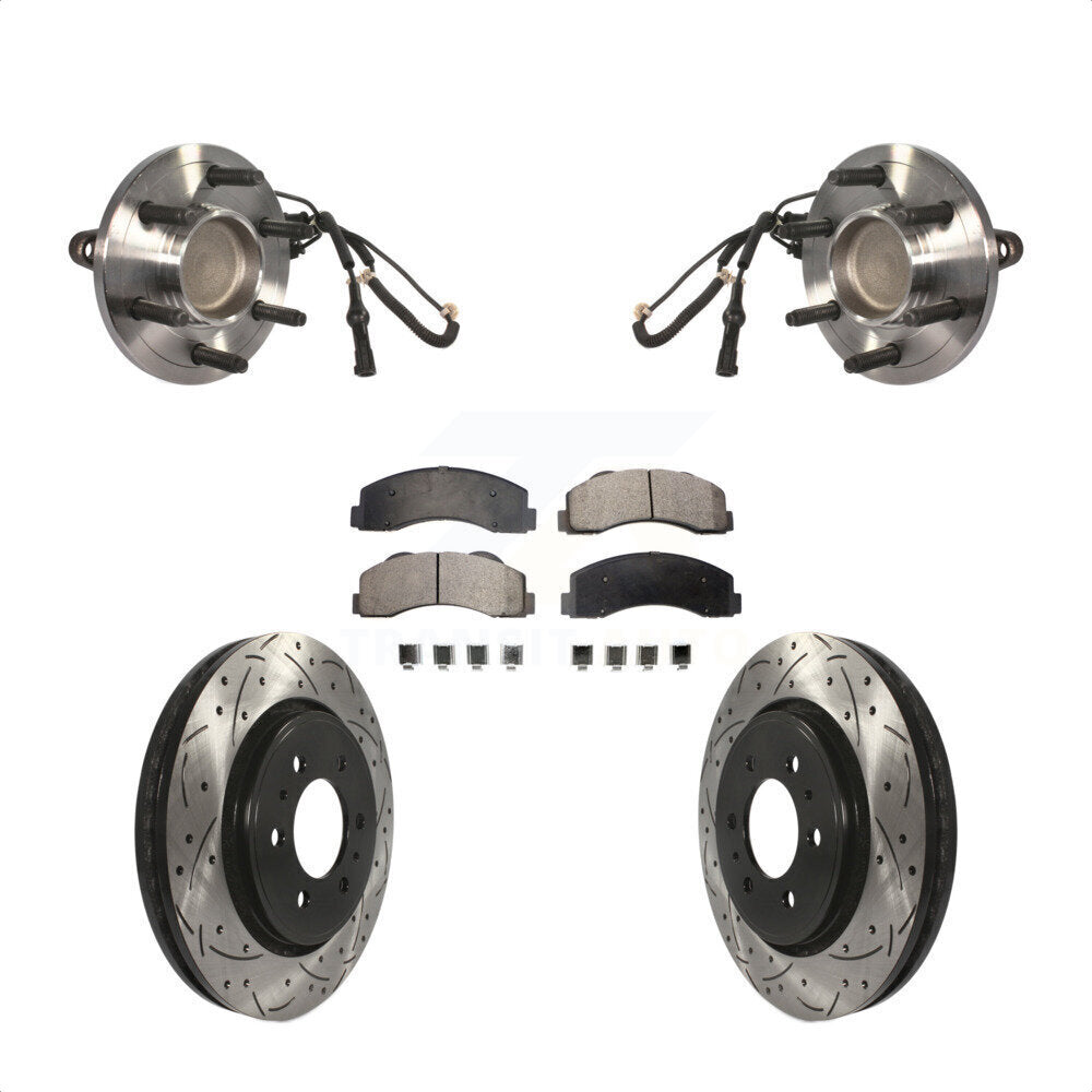 Hub Bearing Drill Slot Brake Rotor Pad Front Kit For Ford Expedition Lincoln RWD