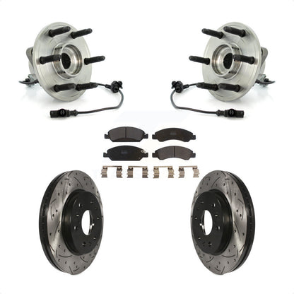 Hub Bearing Drilled Slot Brake Rotor Pad Front Kit For Chevrolet GMC Sierra 1500