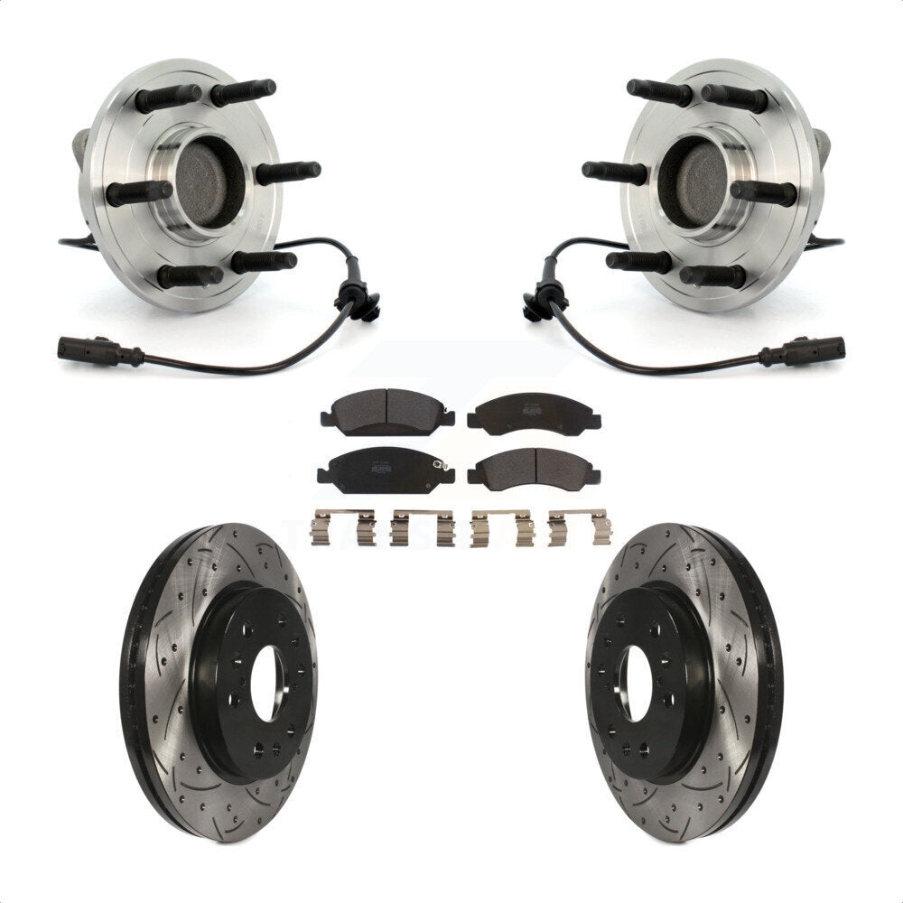 Hub Bearing Drilled Slot Brake Rotor Pad Front Kit For Chevrolet GMC Sierra 1500