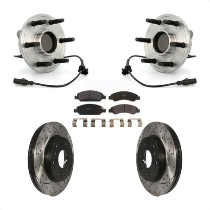 Hub Bearing Drilled Slot Brake Rotor Pad Front Kit For Chevrolet GMC Sierra 1500