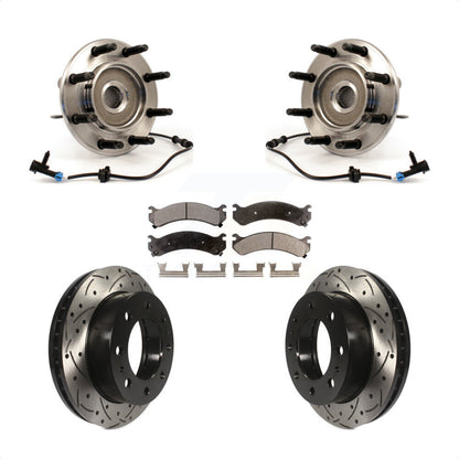 Hub Bearing Drilled Slot Brake Rotor Pad Front Kit For Chevrolet GMC Sierra 2500