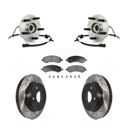 Hub Bearing Assembly Drilled Slot Brake Rotor & Pad Front Kit For Dodge Ram 1500