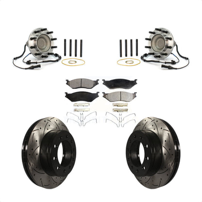 Hub Bearing Drill Slot Brake Rotor Pad Front Kit For Ford F-550 Super Duty F-450