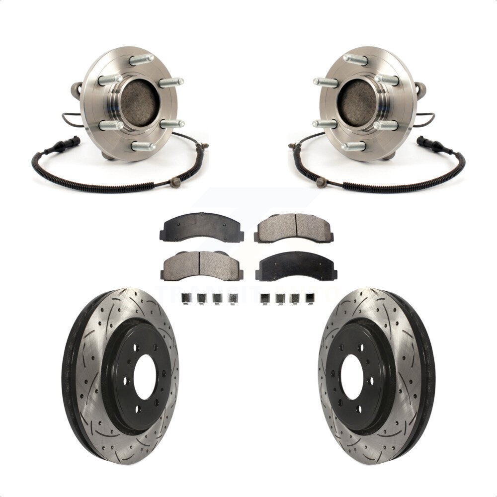 Hub Bearing Coated Drill Slot Brake Rotor Pads Front Kit For 2010 Ford F-150 RWD