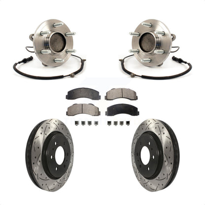 Hub Bearing Coated Drill Slot Brake Rotor Pads Front Kit For 2010 Ford F-150 RWD