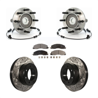 Hub Bearing Drilled Slot Brake Rotor & Pad Front Kit For Dodge Ram 2500 3500 RWD