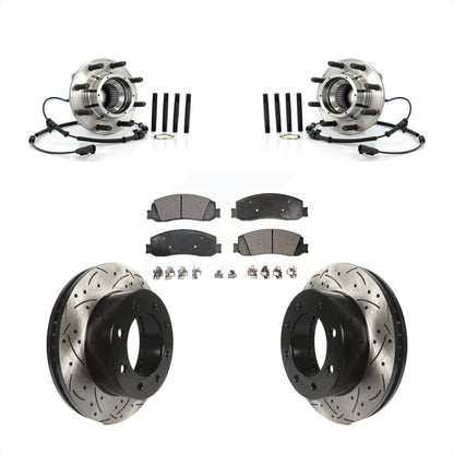 Hub Bearing Drill Slot Brake Rotor Pad Front Kit For Ford F-350 Super Duty F-250