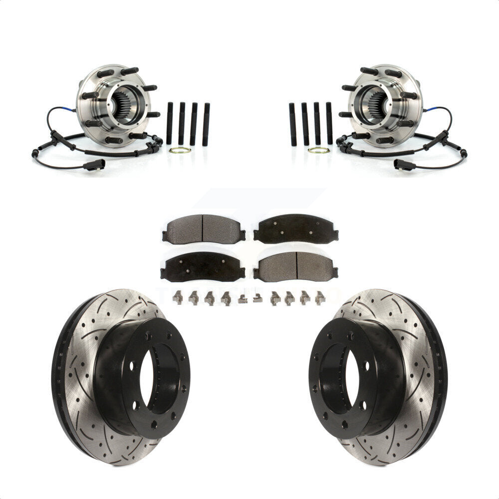 Hub Bearing Drill Slot Brake Rotor Pad Front Kit For Ford F-350 Super Duty F-250
