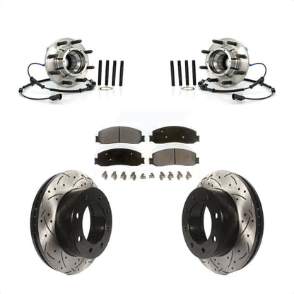 Hub Bearing Drill Slot Brake Rotor Pad Front Kit For Ford F-350 Super Duty F-250