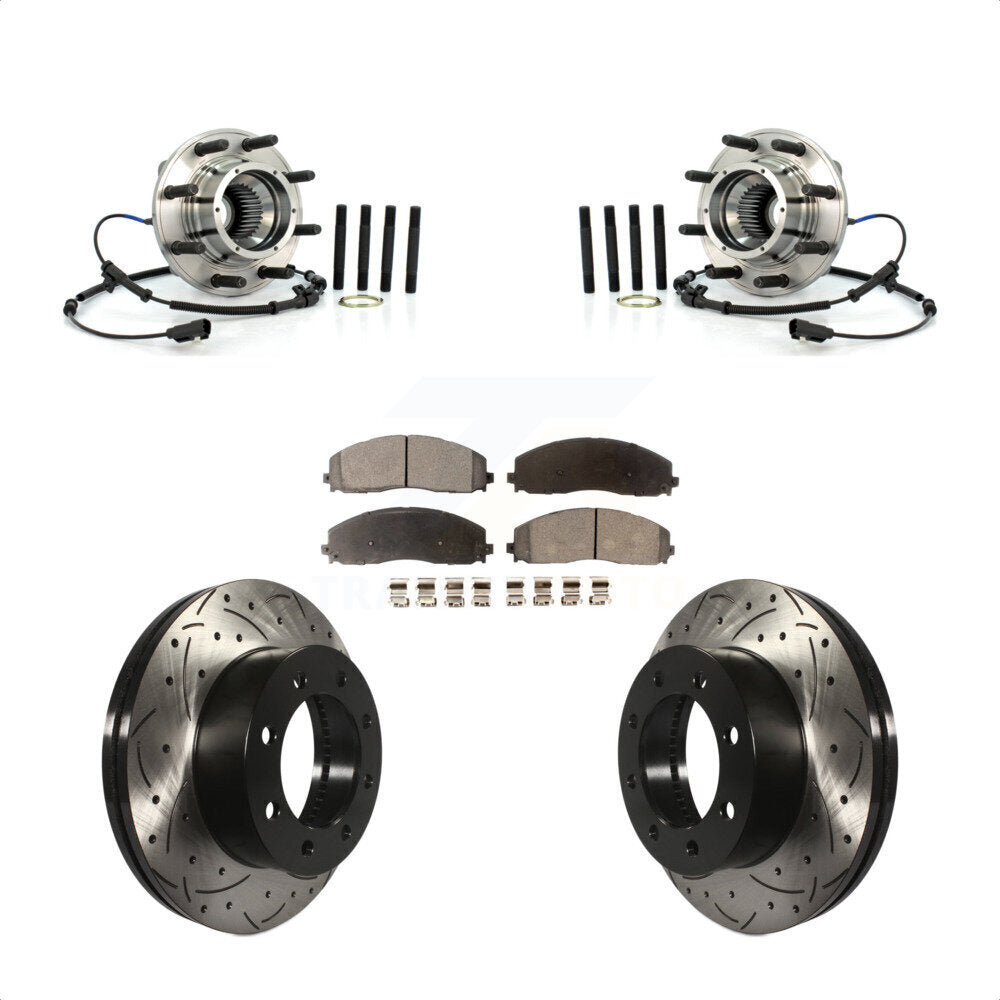 Hub Bearing Drill Slot Brake Rotor Pad Front Kit For Ford F-250 Super Duty F-350