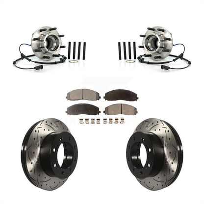 Hub Bearing Drill Slot Brake Rotor Pad Front Kit For Ford F-250 Super Duty F-350