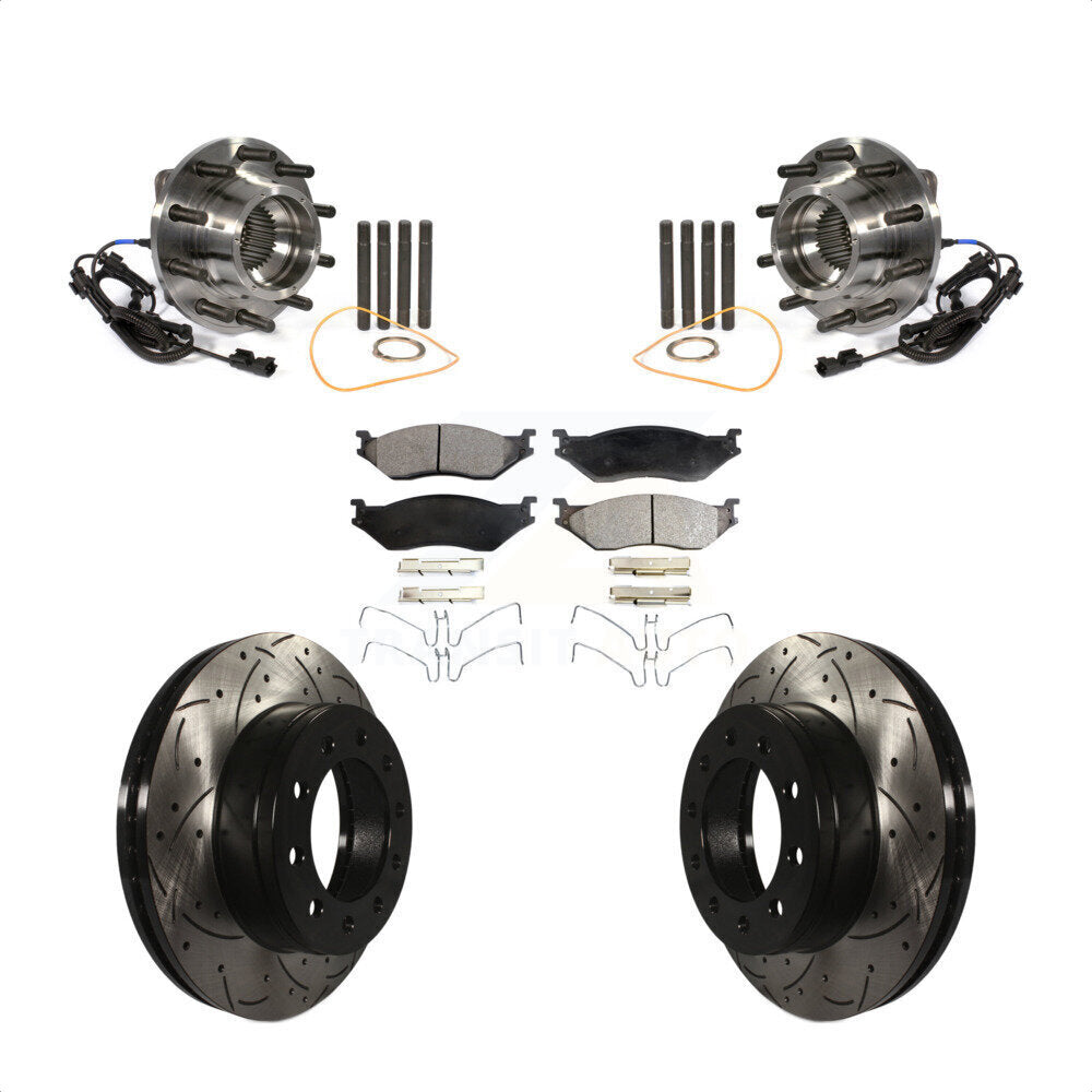 Hub Bearing Drill Slot Brake Rotor Pad Front Kit For Ford F-450 Super Duty F-550