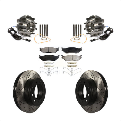 Hub Bearing Drill Slot Brake Rotor Pad Front Kit For Ford F-450 Super Duty F-550