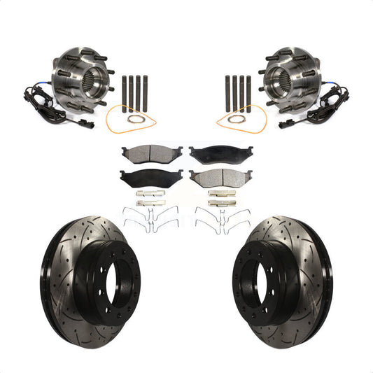 Hub Bearing Drill Slot Brake Rotor Pad Front Kit For Ford F-450 Super Duty F-550