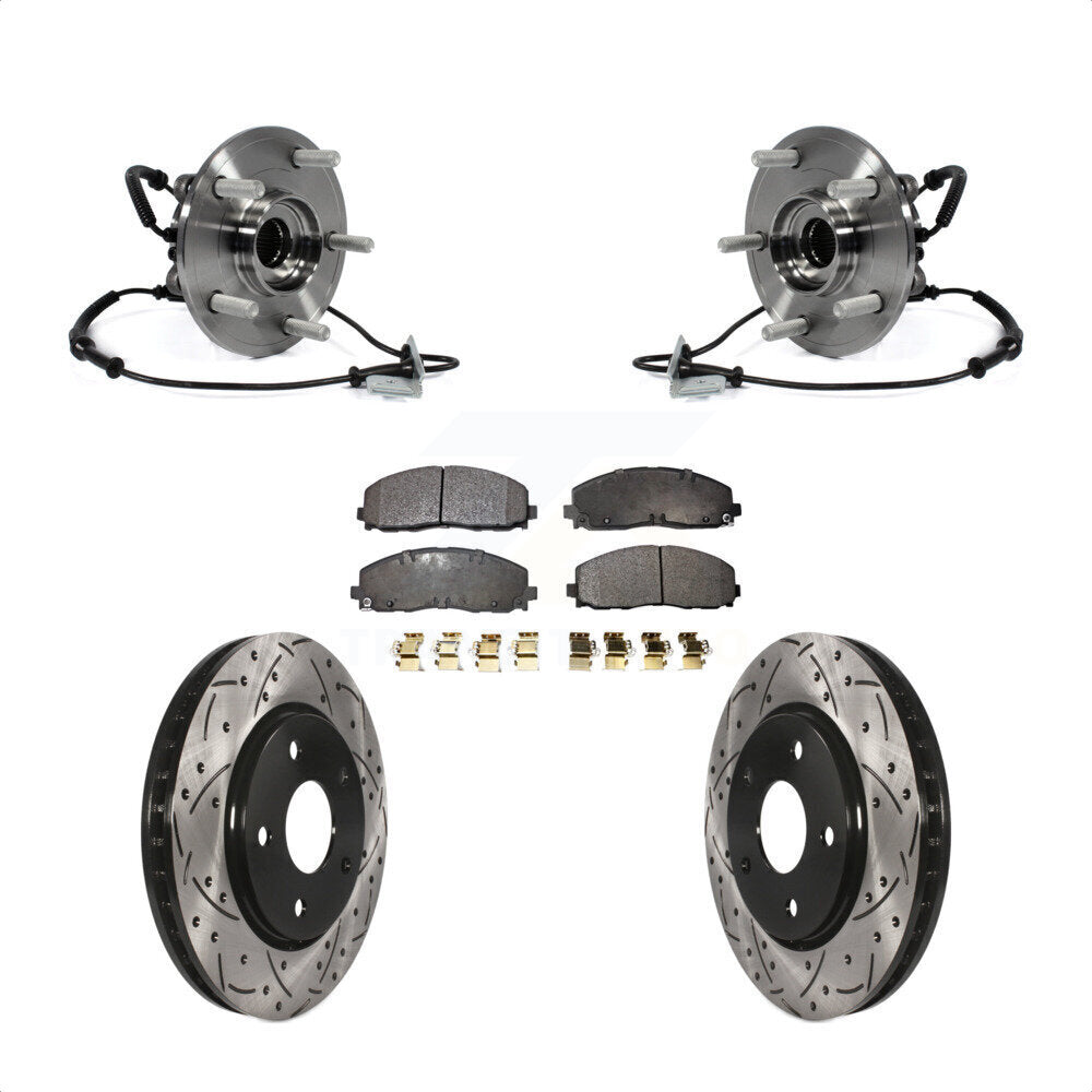 Bearing Assembly Drilled Slot Brake Rotor Pads Front Kit For Dodge Grand Caravan