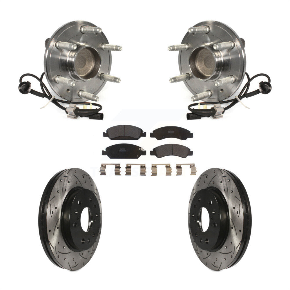 Hub Bearing Drilled Slot Brake Rotor Pad Front Kit For GMC Sierra 1500 Chevrolet
