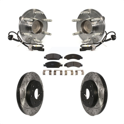 Hub Bearing Drilled Slot Brake Rotor Pad Front Kit For GMC Sierra 1500 Chevrolet