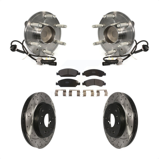 Hub Bearing Drilled Slot Brake Rotor Pad Front Kit For GMC Sierra 1500 Chevrolet