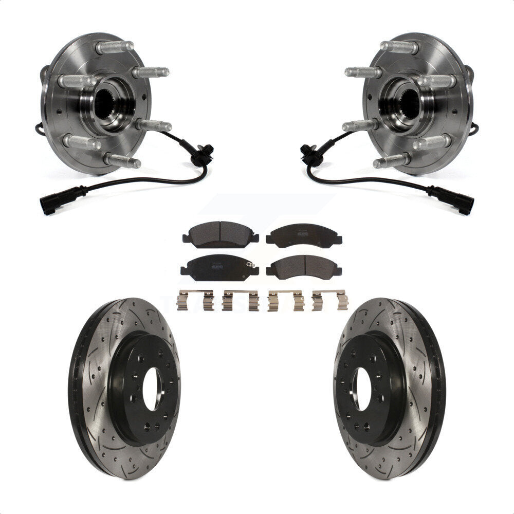 Hub Bearing Drilled Slot Brake Rotor Pad Front Kit For GMC Sierra 1500 Chevrolet