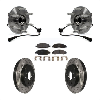 Hub Bearing Drilled Slot Brake Rotor Pad Front Kit For GMC Sierra 1500 Chevrolet